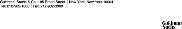 [GOLDMAN SACHS LETTERHEAD]