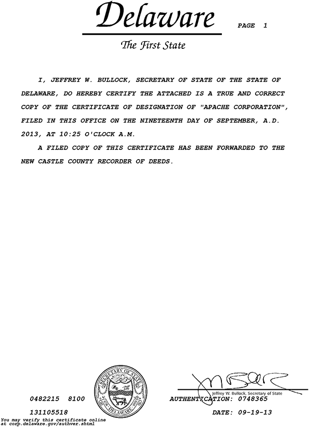 Sec Filing Apache Corporation