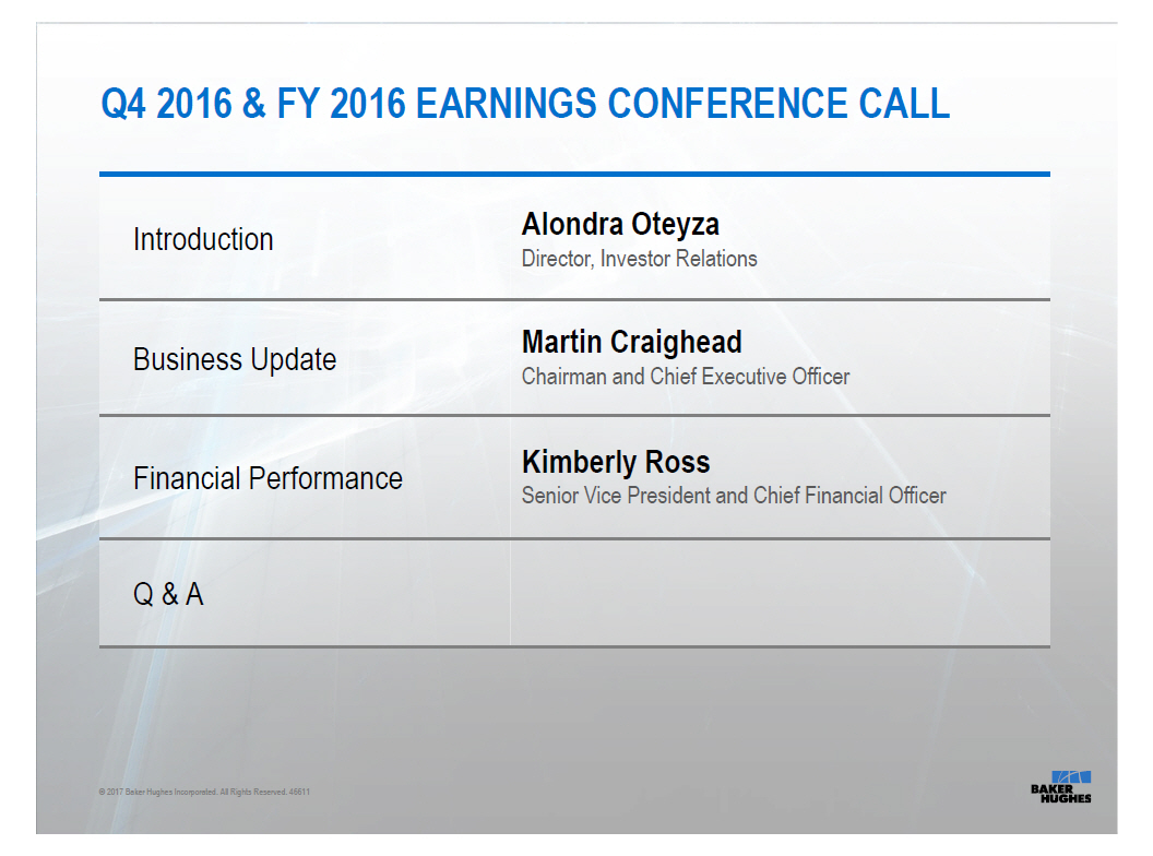 SEC Filing Baker Hughes