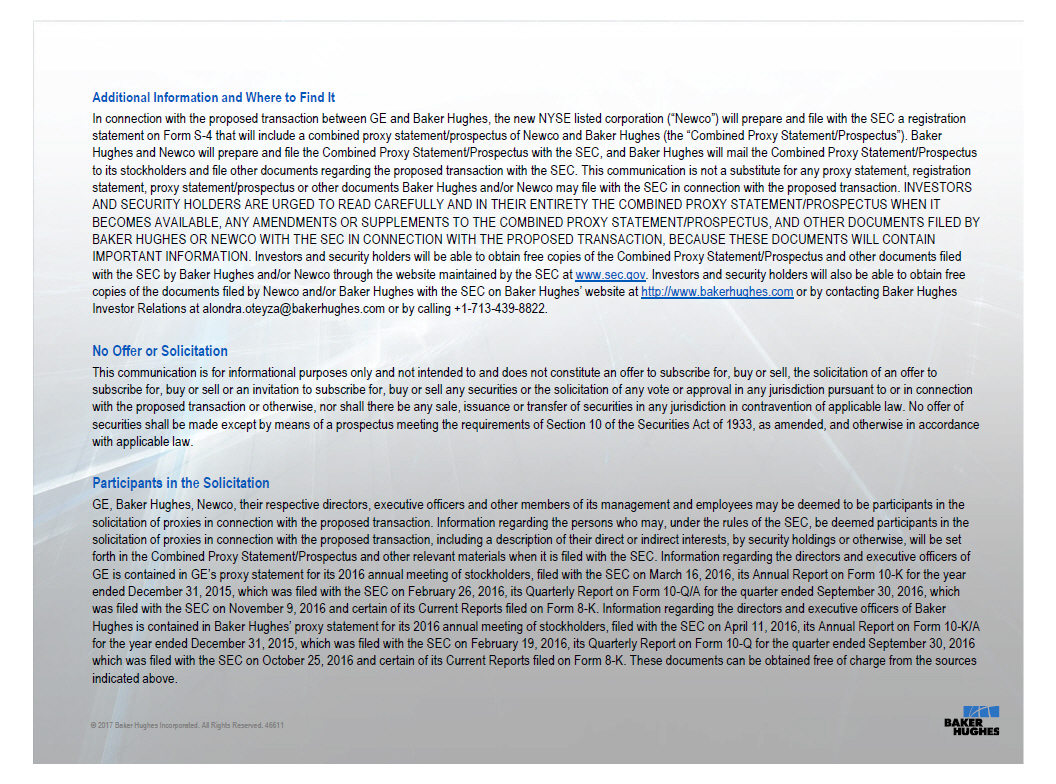 SEC Filing Baker Hughes