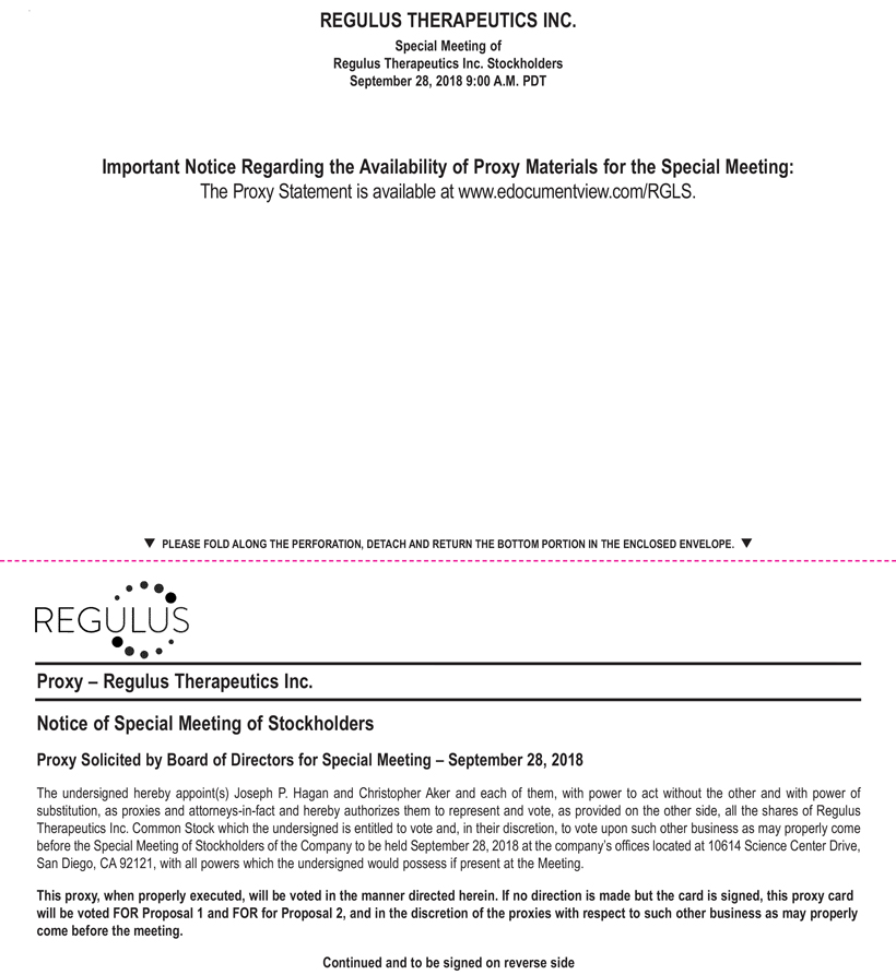 Sec Filing Regulus Therapeutics Inc