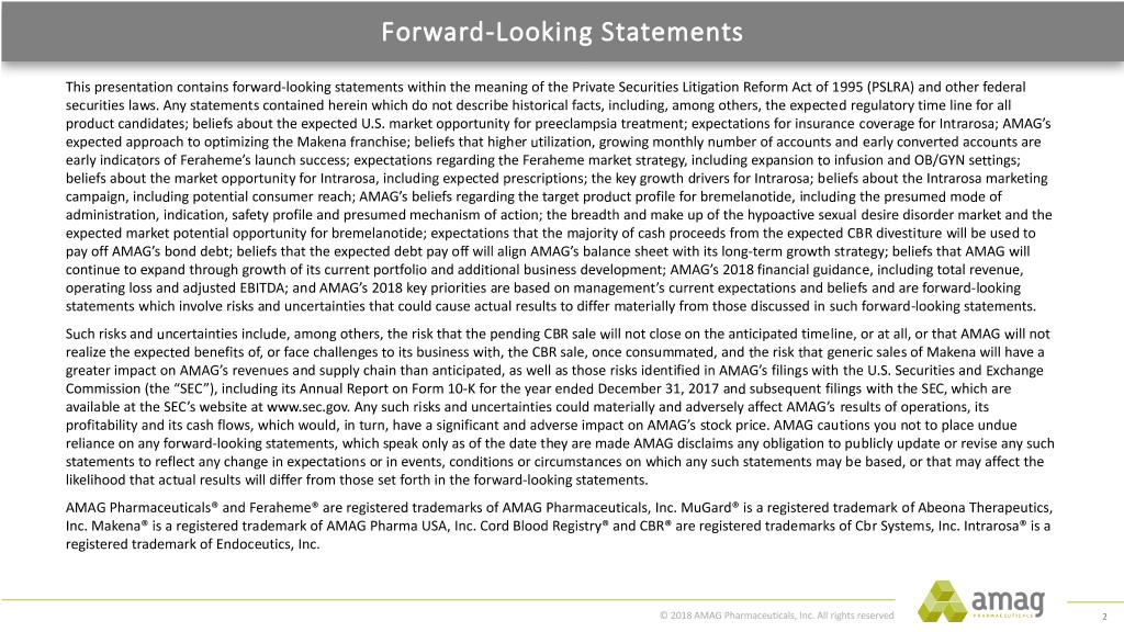 SEC Filing AMAG Pharmaceuticals, Inc.