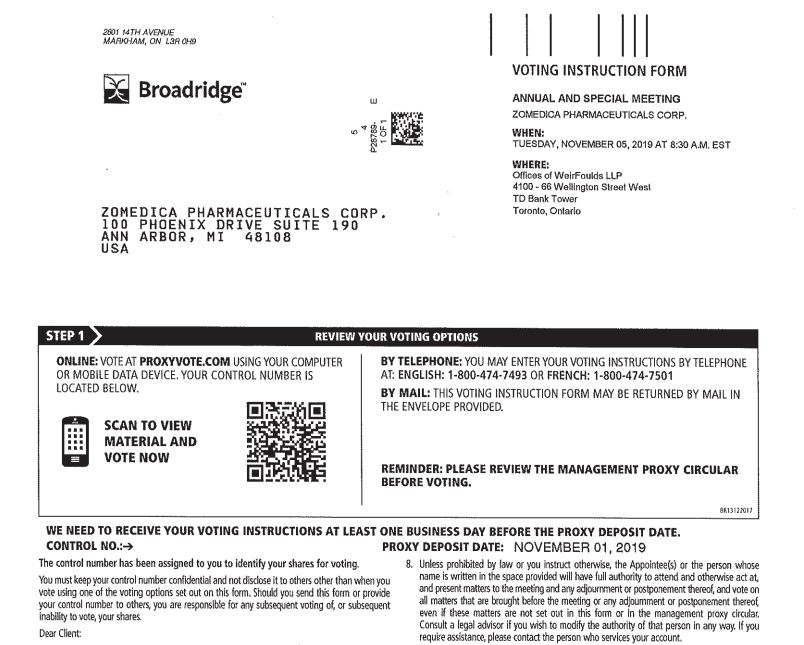 Sec Filing Zomedica Corp