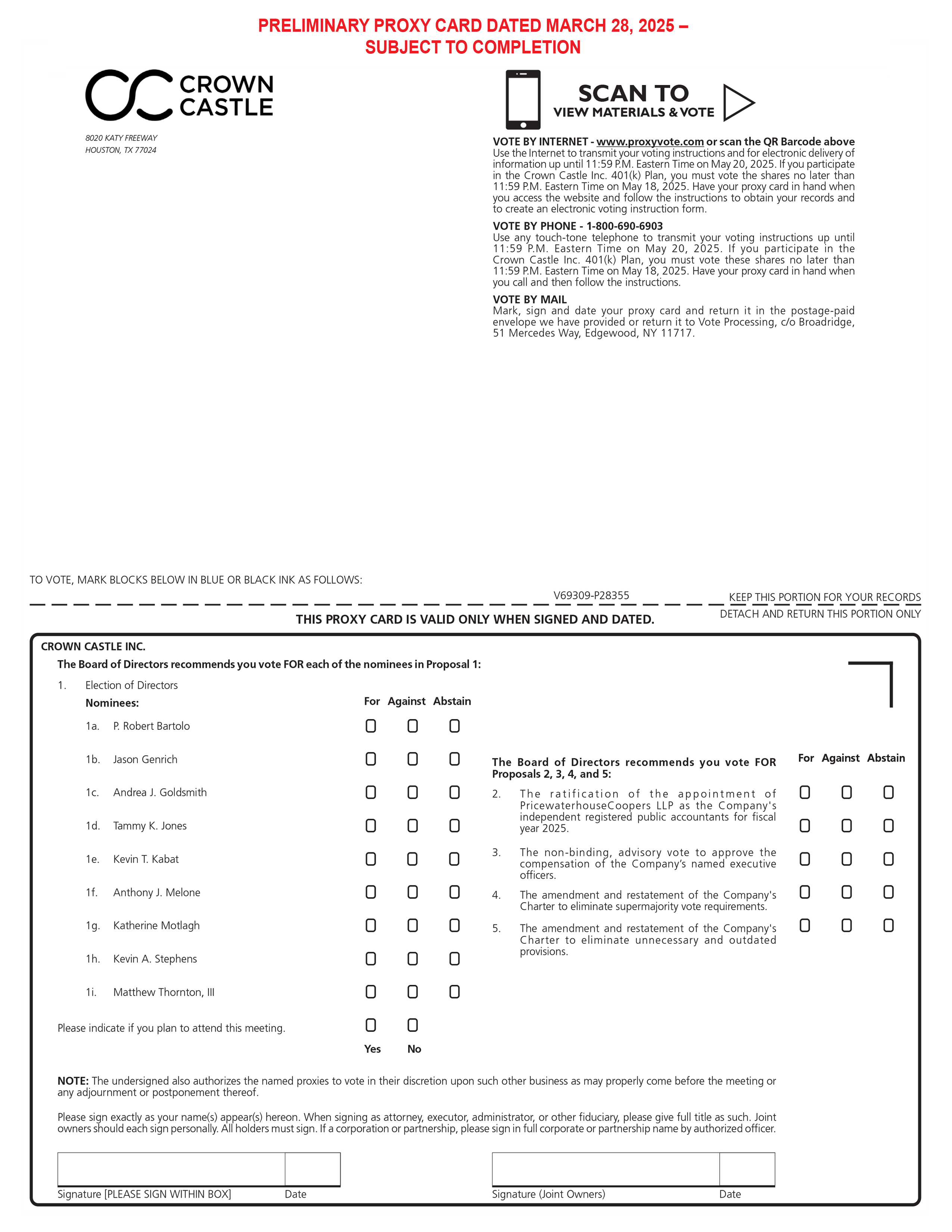 2025 Preliminary Proxy Statement - Proxy Card Draft 2025-03-25 (v5) pg1 preliminary.jpg